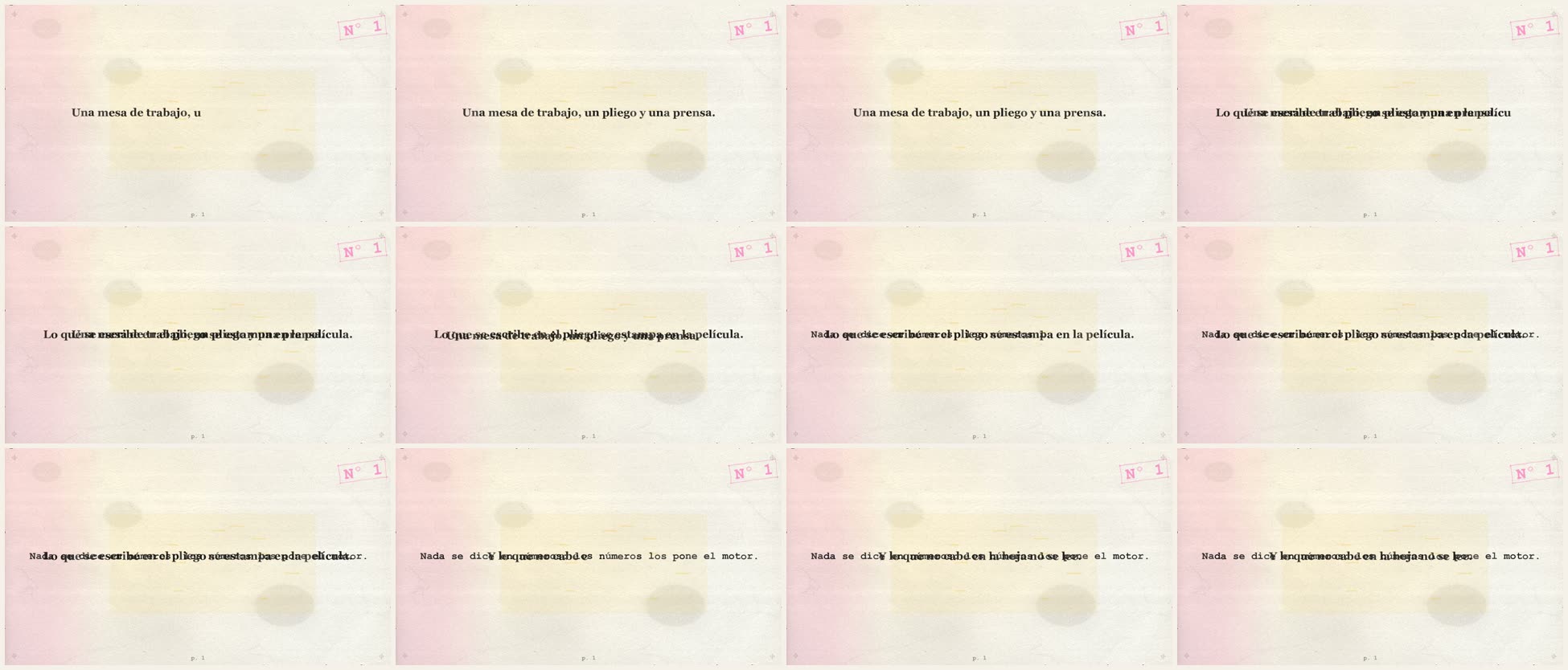 Hoja de contactos de servilleta: doce fotogramas repartidos a lo largo del vídeo.
