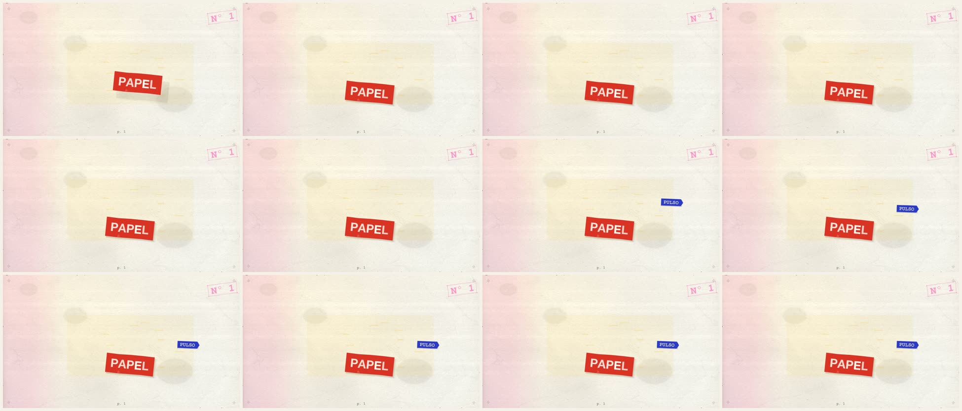 Hoja de contactos de taller: doce fotogramas repartidos a lo largo del vídeo.